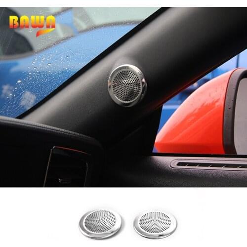 BAWA Steel A pillar Audio Door Speaker Sound Trim Decoration Cover Stickers For Ford Mustang 2015 Up Car Styling