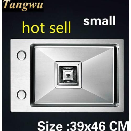 Free shipping Apartment small kitchen manual sink single trough mini do the dishes 304 stainless steel hot sell 39x46 CM