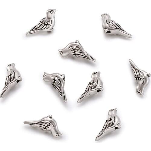 50pcs Antique Silver Angel Wing Bird Tibetan Alloy Beads Metal Spacer Beads for Jewelry Making DIY Charm Bracelet Accessories