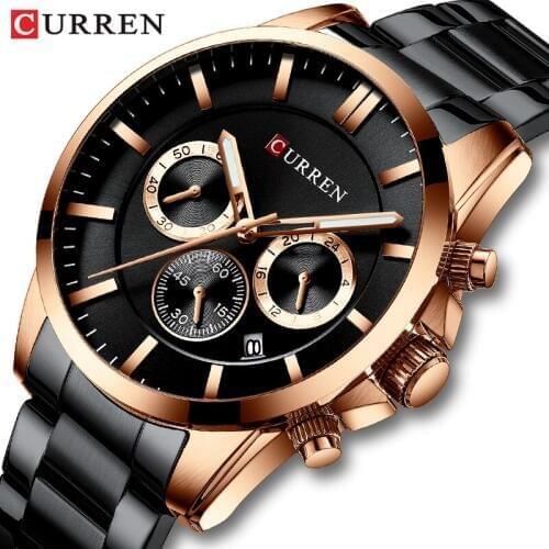 Mens Watches CURREN Top Brand Quartz Fashion Watch Men Waterproof Army Sports Wristwatches Steel Male Clock Relogio Masculino