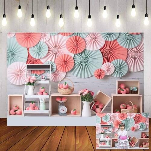Mehofond Photography Background Paper Flower Peach Princess Birthday Girl Baby Shower Party Portrait Backdrop Photo Studio Props