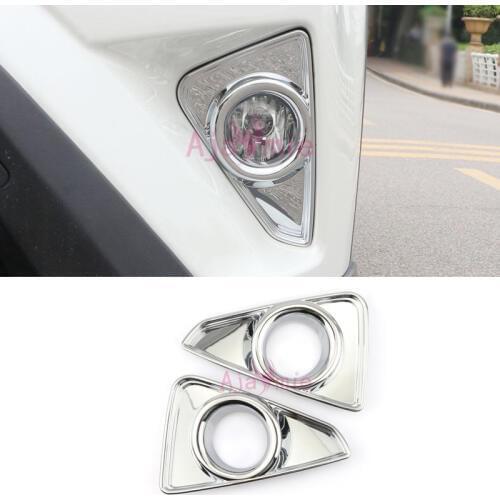 Chrome Car Styling Front Inner Fog Lamp Cover Light Trim Foglight Garnish Overlay Panel 2016 2017 For Toyota RAV4 Accessories