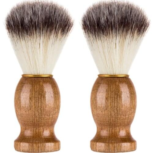Mens Shaving Brush with Wooden Handle Soft Nylon Hair Face Cleaning Makeup Beard Cleaner Luxury Professional Barber Salon Tool