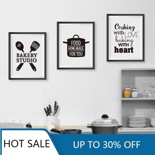 Cooking With Love Kitchen Quote Wall Art Canvas Painting And Poster Baking With Heart Wall Pictures Home Kitchen Decor
