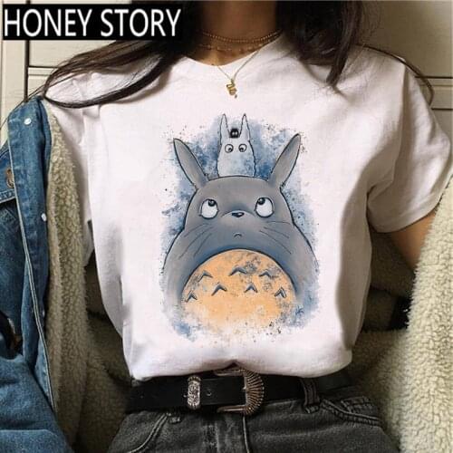 Kawaii Totoro Harajuku Funny Cartoon T Shirt Women Cute Anime Graphic Vintage T-shirt 90s Ullzang Tshirt Fashion Tops Tee Female
