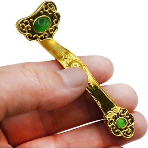 Chinese Feng Shui Pocket Golden Alloy Ruyi Gifts Home Furnishing Decoration Ornaments Good Fortune Luky Amulet