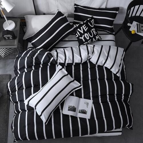65 Black and White Color Stripe Bed Cover Sets Twin/Full/Queen/King/Super King size Quilt Cover Bed Sheet Pillowcase Bedding Set