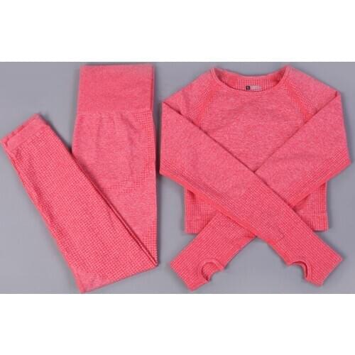 Wholesale 3 Pieces Yoga Wear Sport Clothing Set Solid Fitness Seamless Women