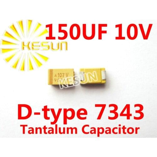 150UF 10V D type 7343 2917 157A SMD Tantalum Capacitor Connector TAJD157K010RNJ x100PCS Free Shipping