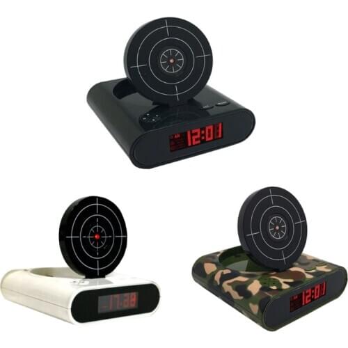 News 2020 Electronics Desk Clock Digital Gun Alarm Clock Gadget Target-Laser shooting For Childrens Alarm Clock Table Awakening