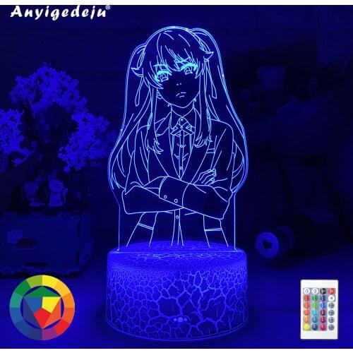 New Kakegurui Meari Saotome Anime Led Light for Bedroom Decor Nightlight Kids Birthday Gift Manga Night Light Room Table 3d Lamp