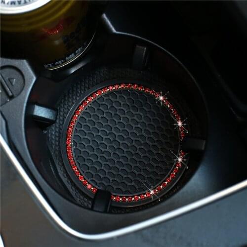 Car Coasters Pink Travel Auto Cup Holder Insert Coaster Anti Slip Crystal Vehicle Interior Accessories Cup Mats Women And Girl