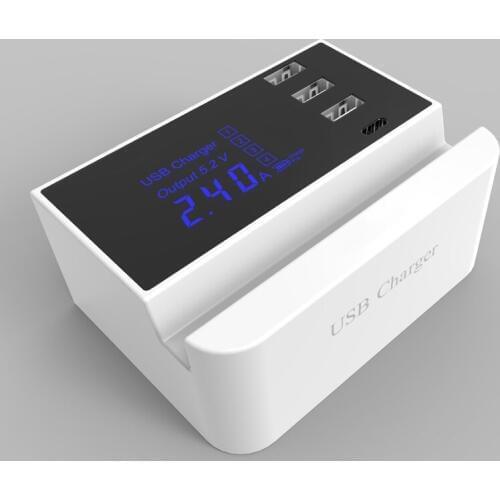 Popular 3 USB Type-C Power Adapter LED Display Smart Phone Charger For iPhone Samsung Xiaomi Original USB Charger Stand Holder