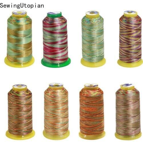 Rainbow Color Sewing Thread Hand Quilting Embroidery 150D/3 Sewing Thread Variegated Polyester Needlework Fiber Yarn