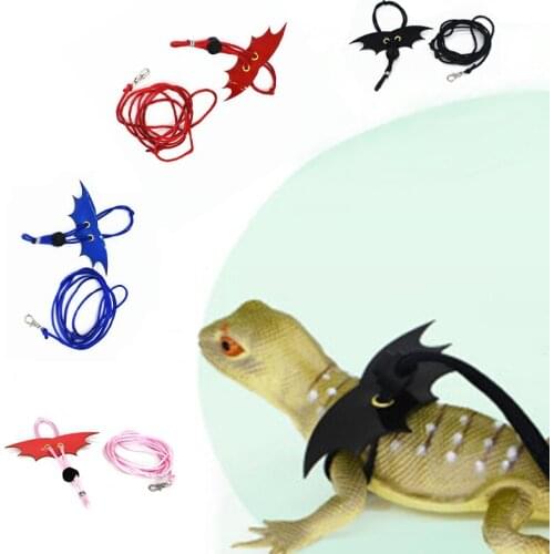 Lizard Traction Rope Adjustable Reptile Climbing Rope Dragon Harness Leather Leash With Wing Small Pet Suppiles