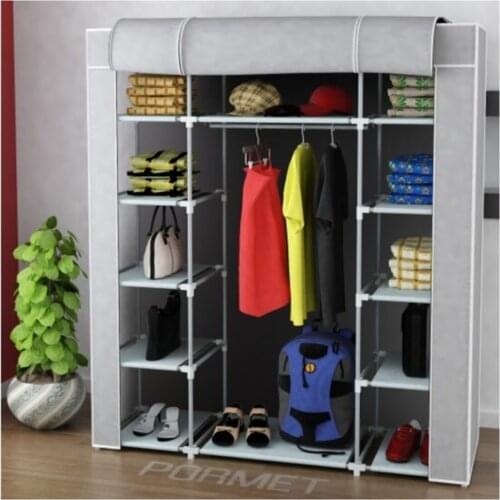 Gray Double Hand Shelf Cloth Cabinet