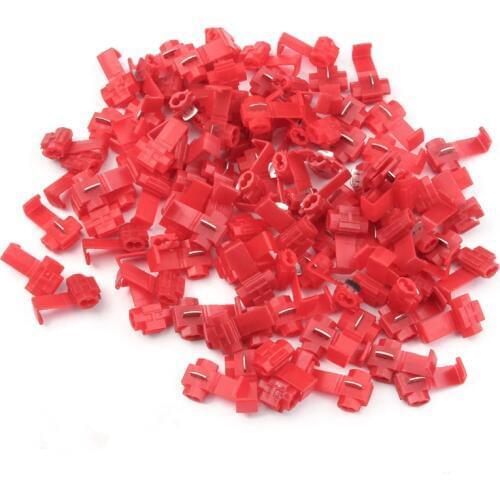 50Pcs/set Lock Wire Electrical Cable Connector Red Insulated Quick Splice Terminals Crimp For Car Electrical Crimp Cable Snap