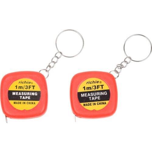 TOP 2 Pcs Multifunction Red Case 1 Meter 3 Feet Mini Tape Measure w Key Ring