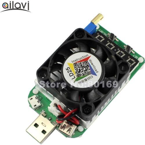 USB Interface Electronic Load 4V25A LED Display Voltage Ammeter Discharge Battery Tester 25W