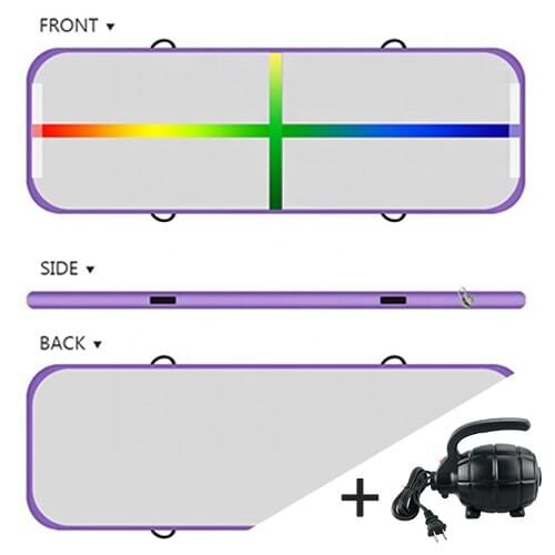 Purple Rainbow Line Air Gymnastics Mat Free Pump 4M High Jump Tumbling Airtrack Floor Double Wall Fabric Yoga Gym Sport Mat Hot