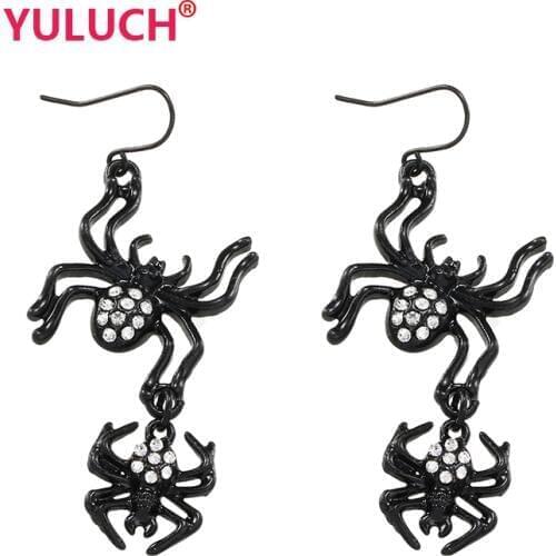 YULUCH Hip-hop punk fashion woman jewelry earrings for alloy inlaid drill size spider pendant earrings gift