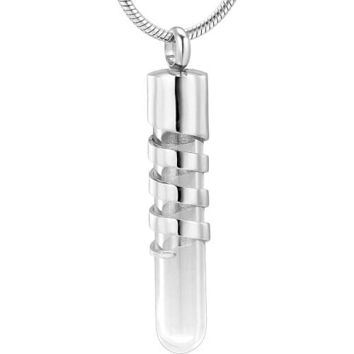 Cremation Jewelry Glass Cylinder Urn Necklaces for Ashes Stainless Steel Memorial Ashes Keepsake Necklace