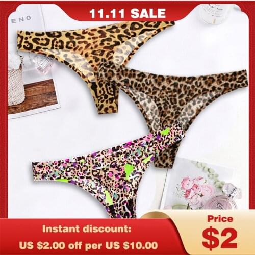Womens Panties And Thongs Sexy Lingerie Female Underwear Seamless Briefs Leopard G-String Girls Underpants Low Rise Calcinha
