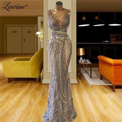2021 Customized Beaded Crystals Vestidos Evening Dresses Long Mermaid Arabic Dubai Party Dress Middle East Prom Gowns Robes