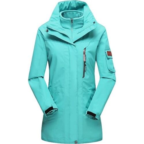 Winter Women Ski 3 In 1 Jacket Windproof Warm Fleece Windbreaker Outdoor Fishing Hiking Camping Tourism Female Coat M-4XL