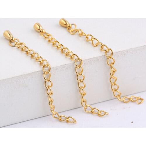 10pcs/lot Stainless Steel Gold/Steel Extension Jewelry Chains /Tail Extender 55mm Chain Necklace For DIY Jewelry Making Findings