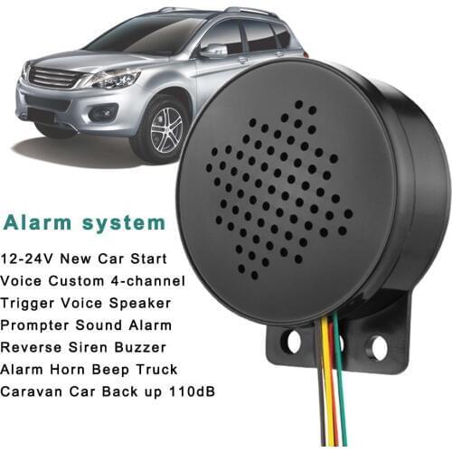 12/ 24V Car Truck Start Voice Custom 4-channel Trigger Voice Speaker Prompter Sound Alarm Reverse Siren Buzzer Alarm Horn Beep