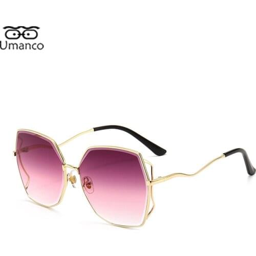 2021 Fashion Polygon Sunglasses for Women Gold Metal Frame AC Lens Gradient Sun Glasses Anti UV 400 Brand Designer Travel Gift