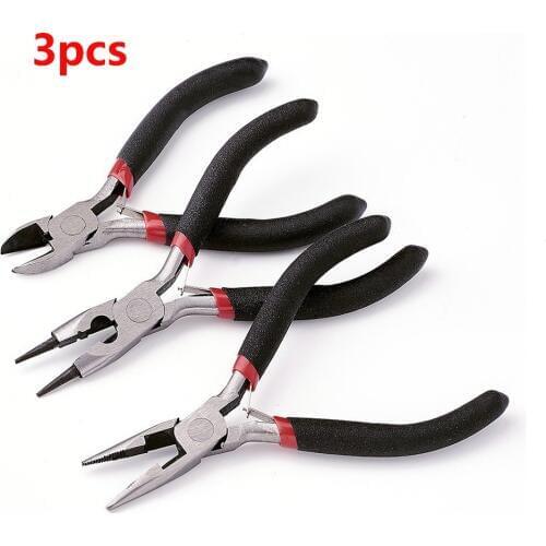 3pcs/set Jeweler Pliers Tools Set Mini Electronic Pliers Diagonal Side Cutting Pliers Cable Wire Cutter Repair Pry Open Tool