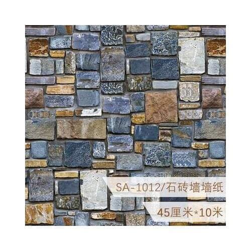 45CMX100CM Home Improvement Self Adhesive Wallpaper Brick Stone Wood Textured 3D Wallpapers for Living Room Store and Barbershop