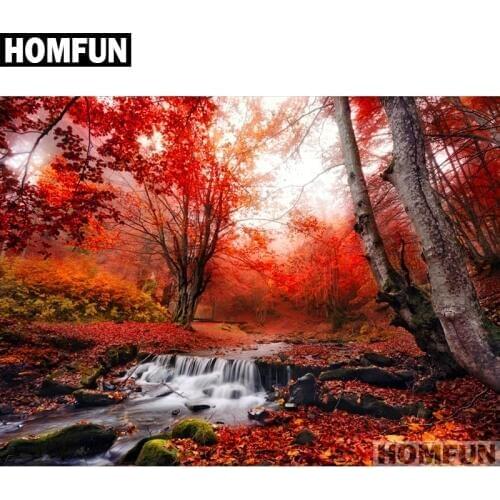 HOMFUN Full Square/Round Drill 5D DIY Diamond Painting "Autumn forest" Embroidery Cross Stitch 5D Home Decor Gift A01219