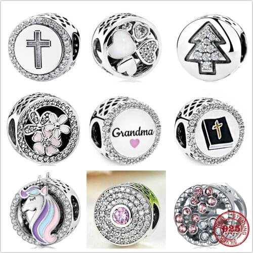 925 Sterling Silver Bead Charm Shiny Unicorn Spellbook Fit Original Pandora Charm Silver 925 Bracelet DIY Jewelry