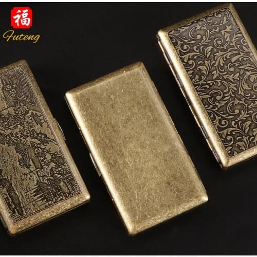 New 1 Retro Antiqued Bronze Cigarette Case 20pcs Capacity Cigarette Box Metal Cigarette Bag Outdoor Cigarette Storage