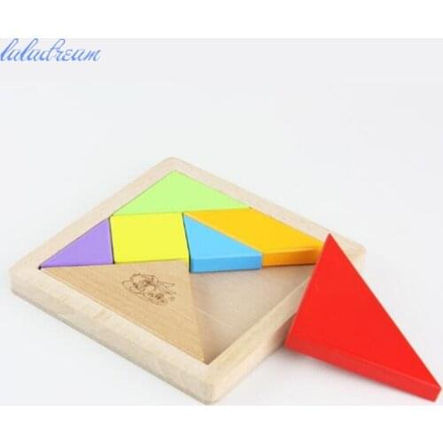 Children Mental Development Tangram Wooden Jigsaw Puzzle Brain Teaser Educational Toys for Kids