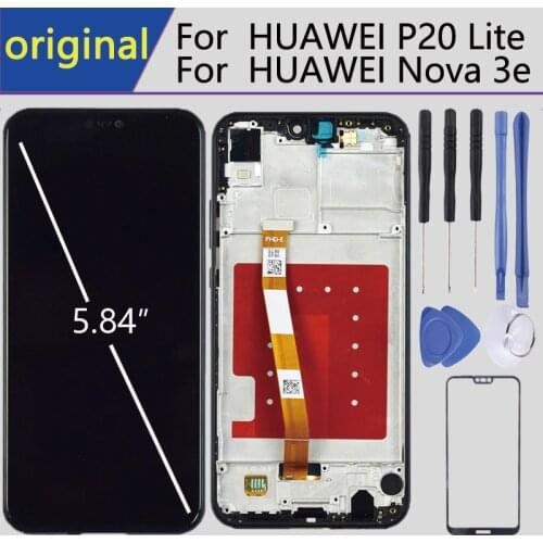 For 5.84 Inches Display Huawei P20 lite lcd With Frame For HUAWEI P20 Lite display ANE-LX1 ANE-LX3 Nova 3e Touch Screen pantalla