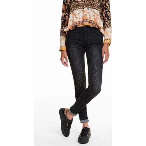 Spanish print denim pants