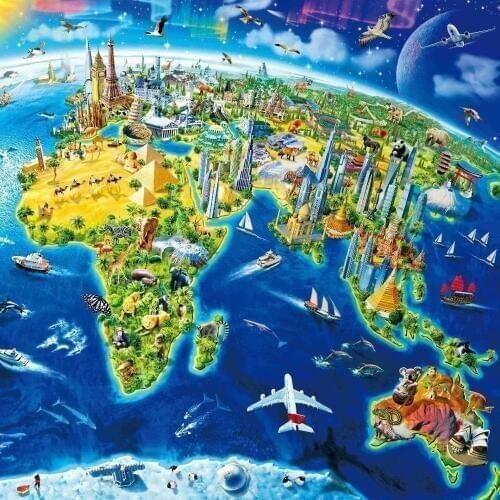 Magnetic World Map Puzzle 1000Pcs Wooden Decompression Building Block Game The Worlds Most Berutiful Jigaw Puzzle for Adult