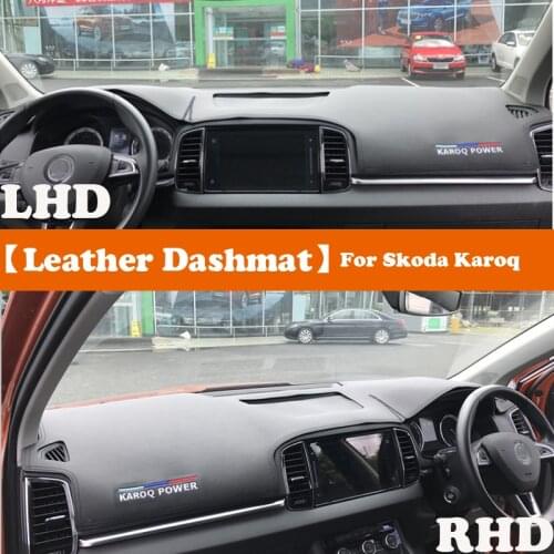 Leather Dashmat Accessories Car-Styling Dashboard Covers Pad Dash Mat Sunshade Carpet For Skoda Karoq 2017 2018 2019 2020
