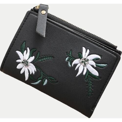 Fashion Leather Short Women Wallet Ladies Small Clutch Money Coin Pocket Card Holders Purse Female Embroidered Wallets