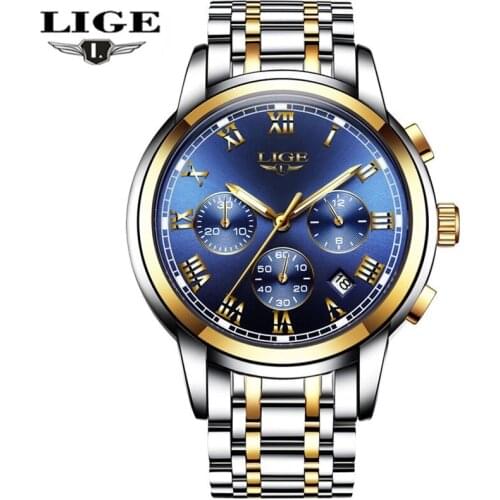 LIGE Watch 9810 Hot Sale Luxury Top Brand Chronograph Male Sport Wristwatches Reloj Hombre Business Quartz Watches Men Wrist
