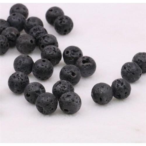 Natural Stone Black Lava Round Beads 4-12mm Loose Beads for Handmade DIY Craft Bracelet Necklace Jewelry Making 15inch Y1119