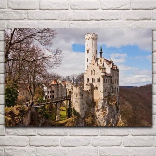 German medieval castle building landscape living room decoration home wall art decor wood frame fabric posters KM029
