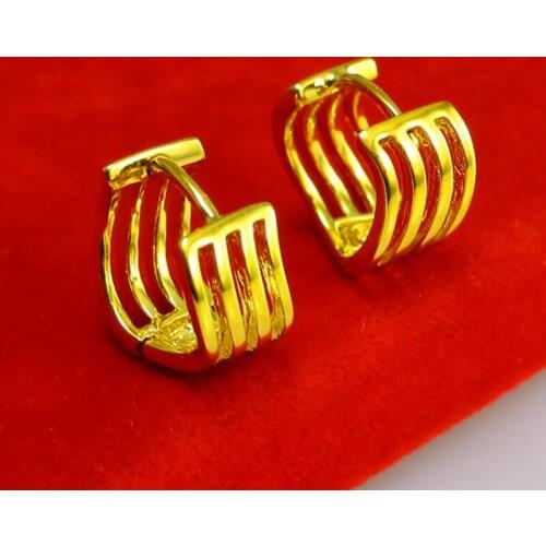 Irregular Geometric Earrings 18K Yellow Gold Filled Small Hoop Earrings for Womens Girls Minimalist Jewelry Gift