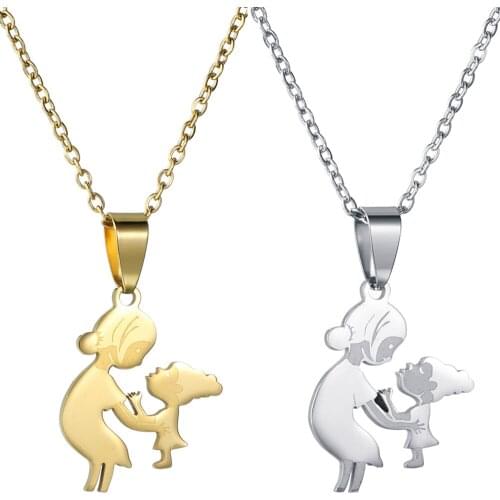Mom Daughter Stainless Steel Chain Necklace Gold Silver Color Family Pendant Necklace Thanksgiving Mothers Day Jewelry Gifts