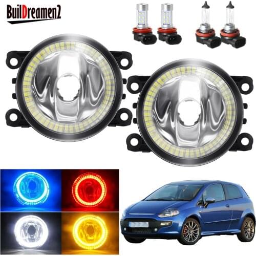 Angel Eye Fog Light Assembly For Fiat Punto Evo 2009 2010 2011 2012 Car Front Bumper Fog Light Halo Ring Daytime Running Lamp