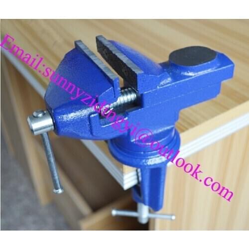 360 degrees adjustable Heavy Type Cross Vice Jaw Bench Vice 70mm max jaw opening table vice in blue